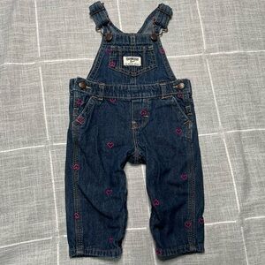 Osh Kosh Bgosh 6 Months Overalls Embroidered‎ Hearts Denim 100% Cotton